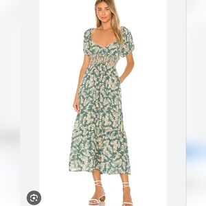 Free People Green Floral Midi Dress